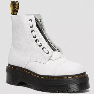 DR. DOC SINCLAIR MILLED NAPPA LEATHER PLATFORM BOOTS WHITE 26261100 NIB